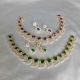 Handmade Brass Metal Jewellery Green Teardrop Necklace Set